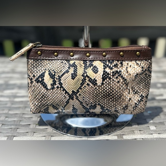 DSW Handbags - DSW Vegan Snakeskin Clutch Pouch Cosmetic Bag